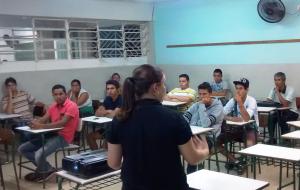 Alunos durante a oficina